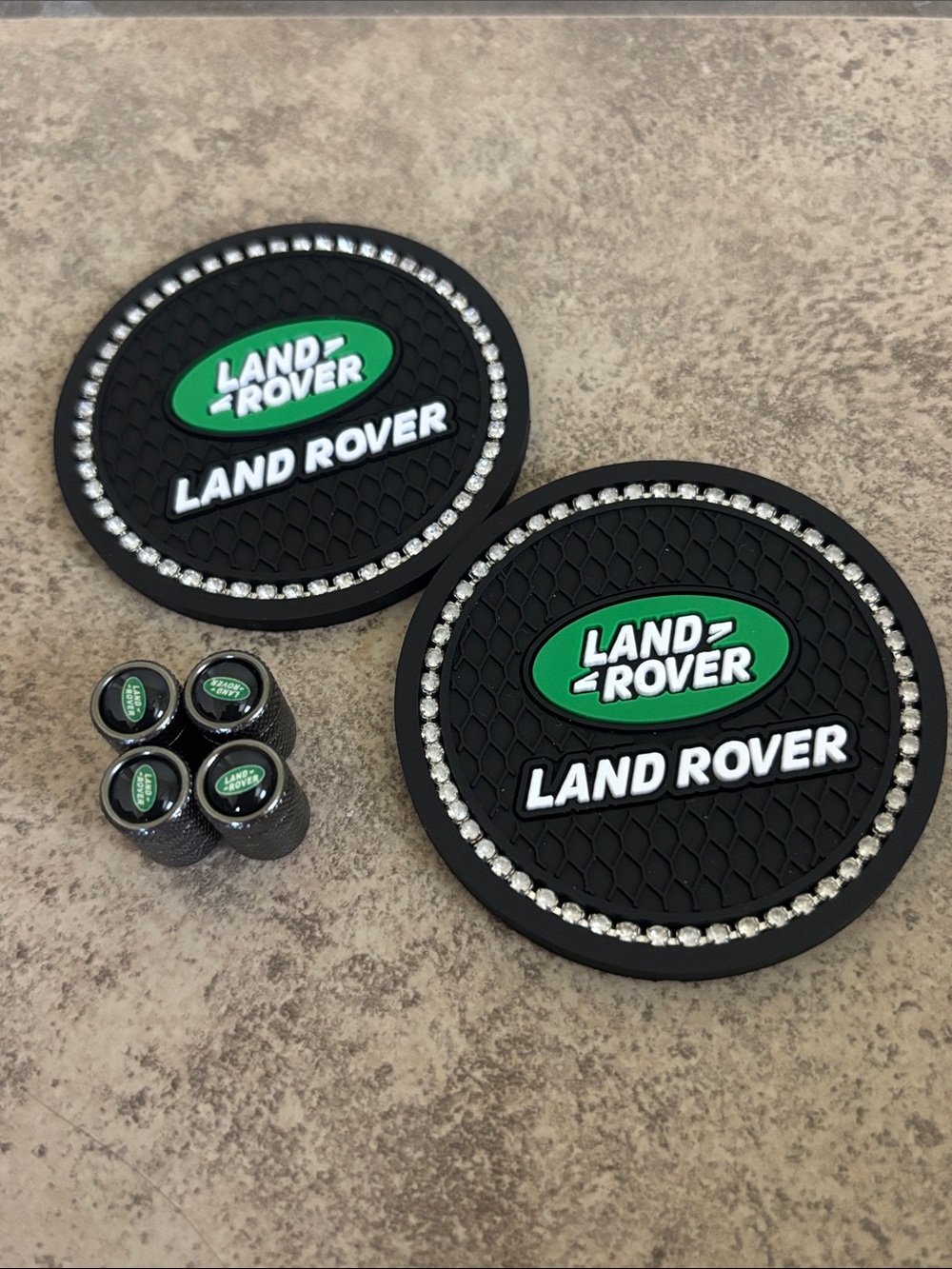 Bundle of Land Rover Logo Car Coasters and Tire Covers